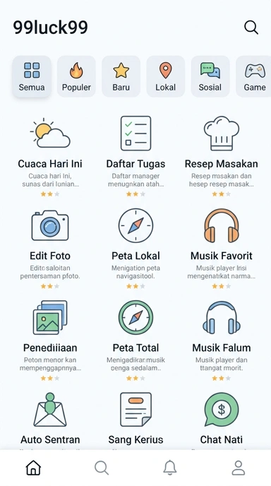 Tampilan katalog aplikasi 99luck99