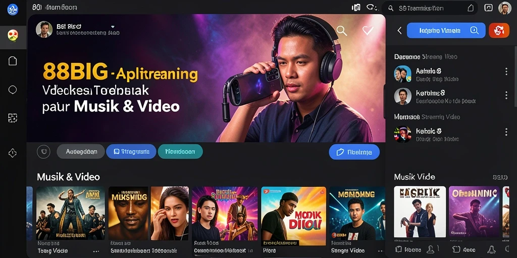 Tampilan antarmuka aplikasi <strong>88BIG</strong> dengan fitur Streaming Video yang menarik.
