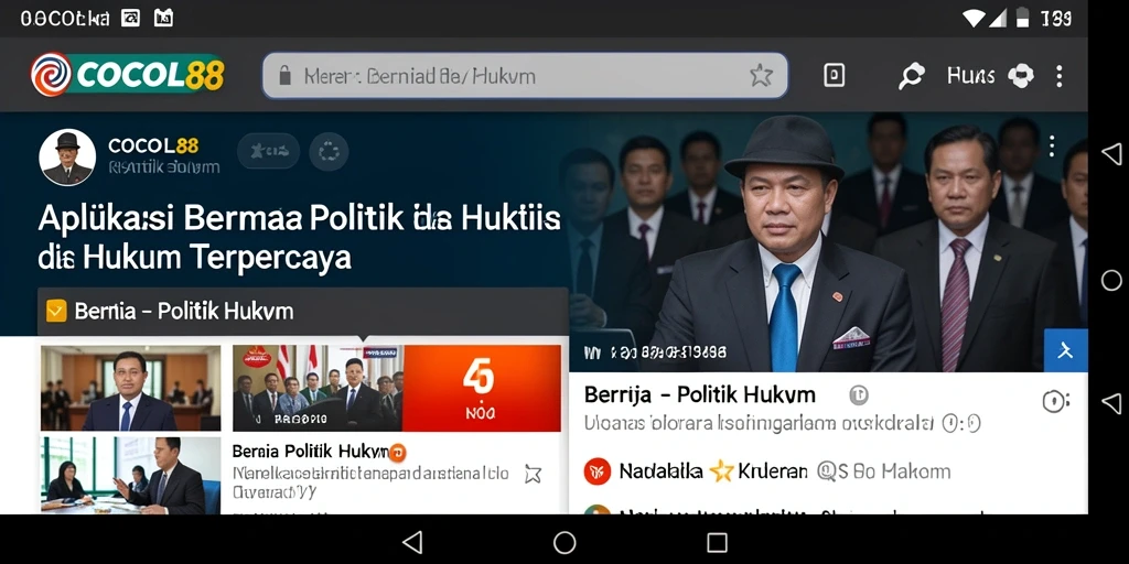 Antarmuka aplikasi COCOL88 menampilkan berita politik dan hukum
