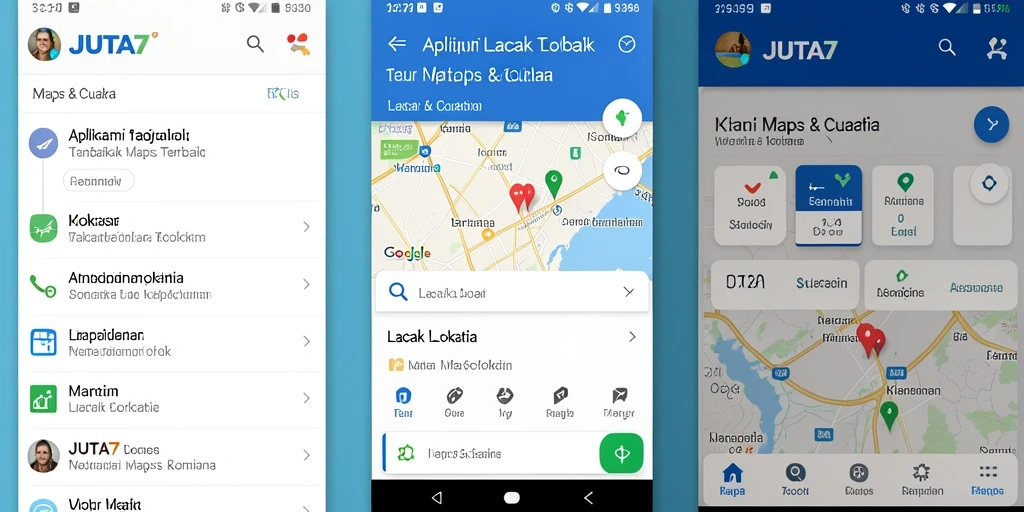 Antarmuka JUTA7 menampilkan peta lokasi yang jelas dan cuaca terkini.