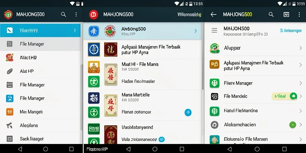 Tampilan antarmuka MAHJONG500 dengan berbagai fungsi File Manager.